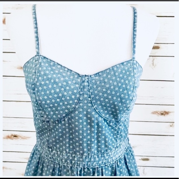 Mossimo Chambray Denim Polka Dot Mini Dress Sz Med - Picture 5 of 11